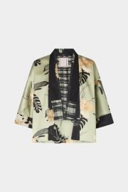 Kimono with botanical print black trim and waist tie Antonio Marras at Antonio Marras