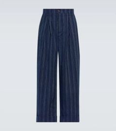 King Tuckfield Indigo Cotton Trousers in Indigo Pinstripes at Mytheresa