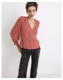 Kinston Side-Button Wrap Top in Park Picnic at Madewell