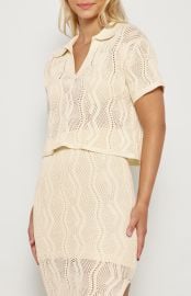 Kira Crochet Knit Collared Top Cream april mai at April and Mai