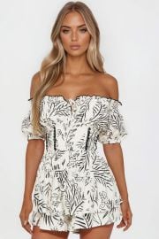 Kira Vacation Tropical Romper - WhiteBlack Fashion Nova at Fashion Nova