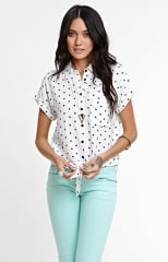 Kirra Short sleeve polka dot shirt at PacSun