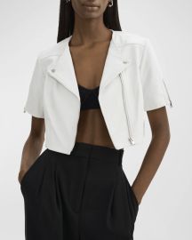 Kirsi Cropped Biker Jacket at Neiman Marcus