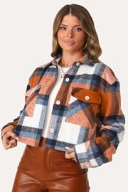 Kittenish Hello Autumn Cropped Plaid Shacket at Kittenish