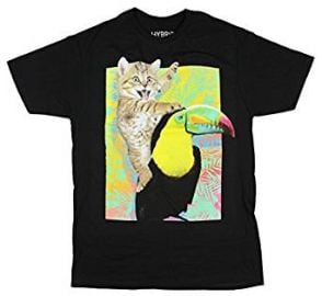 Kitty Cat Toucan Ride Funny Humorous Adult T-shirt at Amazon