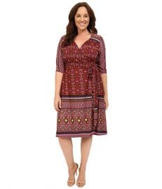 Kiyonna Beguiling Border Print Dress Batik Blossom at 6pm