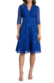 Kiyonna Missy Lace Elbow Sleeve Dress in Sapphire  at Nordstrom