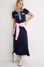 Knit And Denim Midi Dress by Sandro Rent the Runway at Rent the Runway