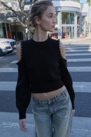 Knit Cut Out Beaded Sweater at Zara