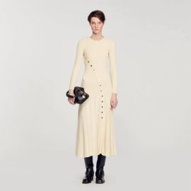 Knit Midi Dress Natural Paris at Sandro