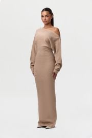 Knit Off-Shoulder Sweater Maxi Dress Naked Wardrobe at Naked Wardrobe