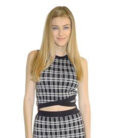 Knit Plaid Crop Shell at Lucy Paris