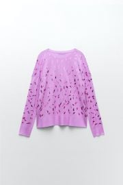 Knit Sweater with Metallic Print at Zara