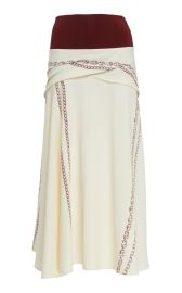 Knit-Trimmed Printed Crepe Midi Skirt at Moda Operandi