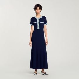 Knit and denim maxi dress blue For Women Paris at Sandro