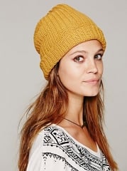 Knit beanie in mustard at Free People