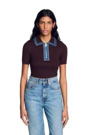 Knit polo sweater with denim collar at Nordstrom