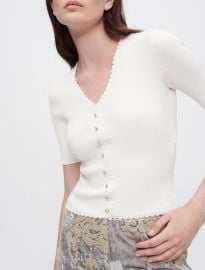 Knit pullover with rickrack finishing at Maje