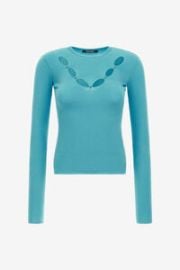 Knit top with cut-out Light blue Sale Roberto Cavalli US at Roberto Cavalli