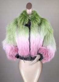 Knitted Ombre Fox Bomber Jacket at Alaska Fur Gallary