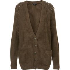 Knitted Stud Rib Cardigan at Topshop