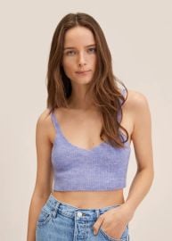 Knitted crop top in Lilac at Mango