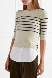 Knot cotton-paneled striped silk and cashmere-blend top by Veronica Beard at Net A Porter