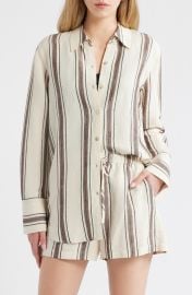 Knox Variegated Stripe Linen Blend Button-Up Shirt at Nordstrom