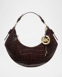 Koa Croc-Embossed Leather Shoulder Bag at Neiman Marcus