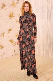 Koa Jersey Ruched Front Turtleneck Dress - Night Lily Floral Ruched Turtleneck Maxi - Ulla Johnson at Ulla Johnson