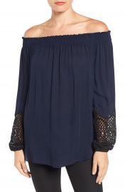 Kobi Halperin  Karalee  Lace Cuff Silk Off the Shoulder Blouse at Nordstrom