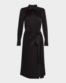 Kobi Halperin Alara Tie-Waist Sateen Midi Shirtdress at Neiman Marcus