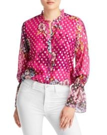 Kobi Halperin Ali Metallic Dot Floral Blouse Bloomingdales at Bloomingdales