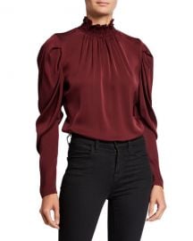 Kobi Halperin Anderson Long-Sleeve Stretch Silk Turtleneck Blouse at Neiman Marcus