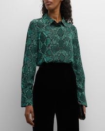 Kobi Halperin Brandy Snakeskin-Print Button-Down Silk Blouse at Neiman Marcus