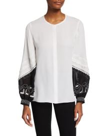 Kobi Halperin Bridget Two-Tone Silk Blouse at Neiman Marcus