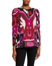 Kobi Halperin Catt Abstract Silk Blouse at Neiman Marcus