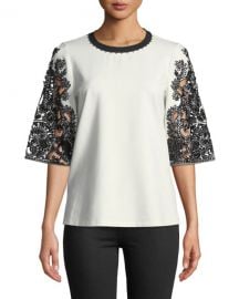 Kobi Halperin Dora Lace-Sleeve Blouse at Neiman Marcus