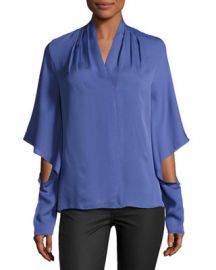 Kobi Halperin Edyn Cascading Long-Sleeve Silk Blouse   Neiman at Neiman Marcus