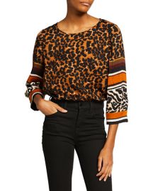 Kobi Halperin Harper Mixed Print 34-Sleeve Blouse at Neiman Marcus