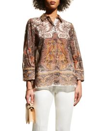 Kobi Halperin Heather Floral-Print Button-Down Blouse at Neiman Marcus