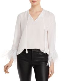 Kobi Halperin Jilly Silk Fringe Cuff Tie Neck Blouse Bloomingdales at Bloomingdales