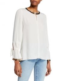 Kobi Halperin Juliette Embellished Silk Georgette Blouse at Neiman Marcus