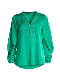 Kobi Halperin Kiana Embroidered Silk Blend Blouse at Saks Fifth Avenue