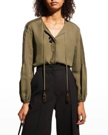 Kobi Halperin Maeve Tie-Neck Silk Blouse at Neiman Marcus