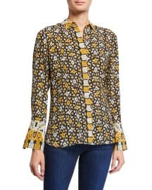 Kobi Halperin Marla Printed Button Down Silk Blouse at Neiman Marcus