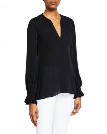 Kobi Halperin Miley V-Neck Long-Sleeve Blouse at Neiman Marcus