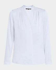 Kobi Halperin Nellie Pleated V-Neck Long-Sleeve Blouse at Neiman Marcus