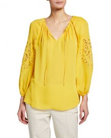 Kobi Halperin Paulina Eyelet Silk Blouse at Neiman Marcus