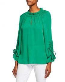 Kobi Halperin Ramone Long-Sleeve Silk Blouse at Neiman Marcus